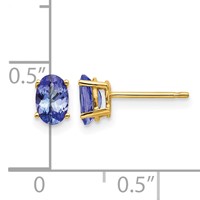 14K Yellow Gold 6x 4mm Oval Tanzanite Post Earrings view 4