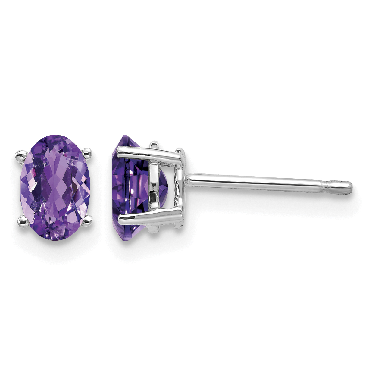 14k White Gold 6x4mm Oval Amethyst Earrings (XE86WAM)