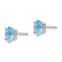 14K White Gold 6x 4mm Oval Aquamarine Post Earrings view 2