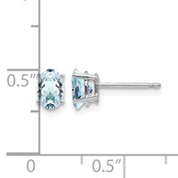 14K White Gold 6x 4mm Oval Aquamarine Post Earrings view 4
