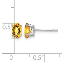 14K White Gold 6x4mm Oval Checker-cut Citrine Post Earrings view 4