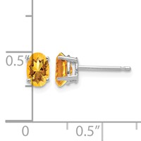 14K White Gold 6x4mm Oval Citrine Stud Earrings view 4