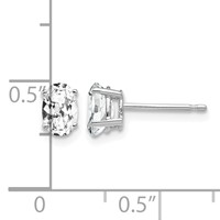 14K White Gold 6x4mm Oval Cubic Zirconia Stud Earrings view 4