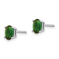 14K White Gold 6x 4mm Oval Green Tourmaline Post Earrings view 2