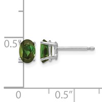 14K White Gold 6x 4mm Oval Green Tourmaline Post Earrings view 4