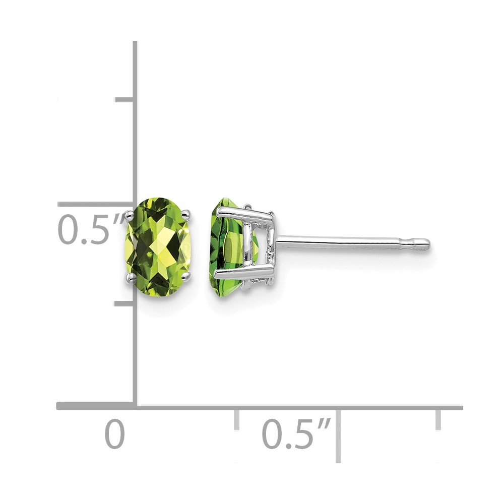 14k White Gold 6x4mm Oval Peridot Earrings (XE86WPE)