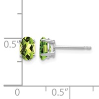 14K White Gold 6x 4mm Oval Peridot Post Earrings view 4