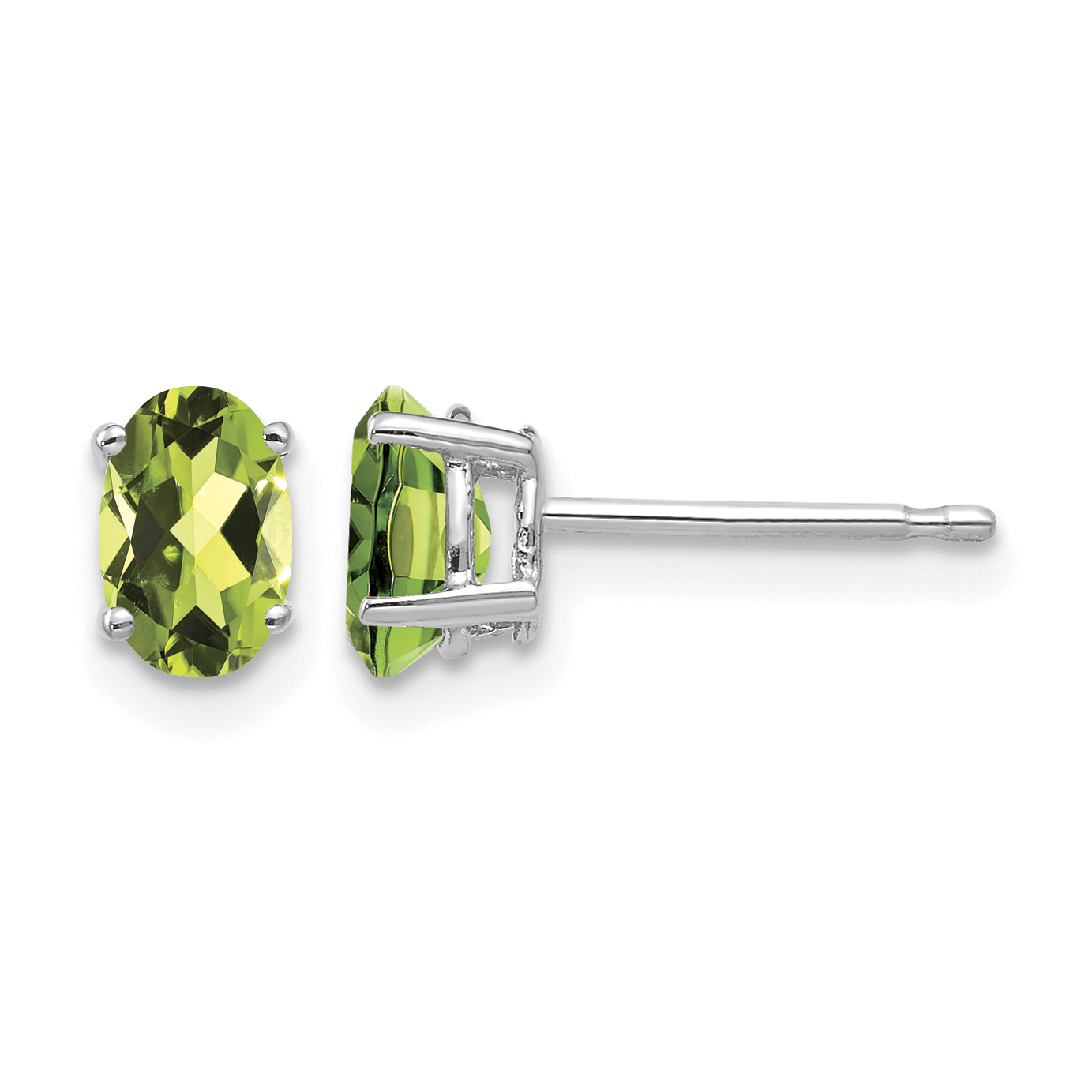 14k White Gold 6x4mm Oval Peridot Earrings (XE86WPE)
