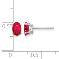 14K White Gold 6x4mm Oval Ruby Post Earrings view 4