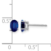 14K White Gold 6x4mm Oval Sapphire Post Earrings view 4