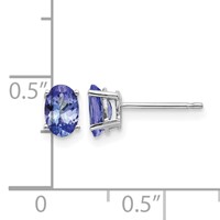 14K White Gold 6x4mm Oval Tanzanite Post Earrings view 4