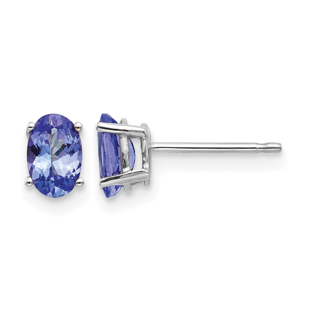 14K White Gold 6x4mm Oval Tanzanite Post Earrings