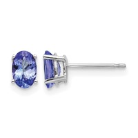 14K White Gold 6x4mm Oval Tanzanite Post Earrings view 1