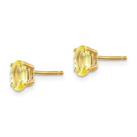 14K 6x4mm Oval Yellow Sapphire Post Earrings view 2