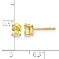 14K 6x4mm Oval Yellow Sapphire Post Earrings view 4
