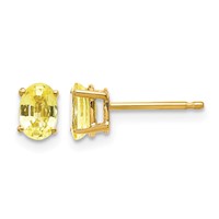 14K 6x4mm Oval Yellow Sapphire Post Earrings view 1