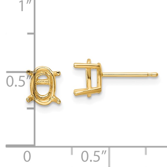14k 7x5 Oval Post Earring Mountings