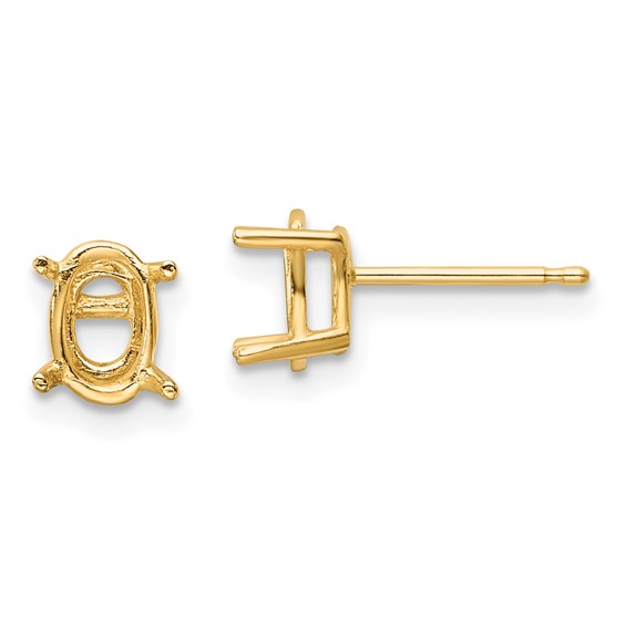 14k 7x5 Oval Post Earring Mountings