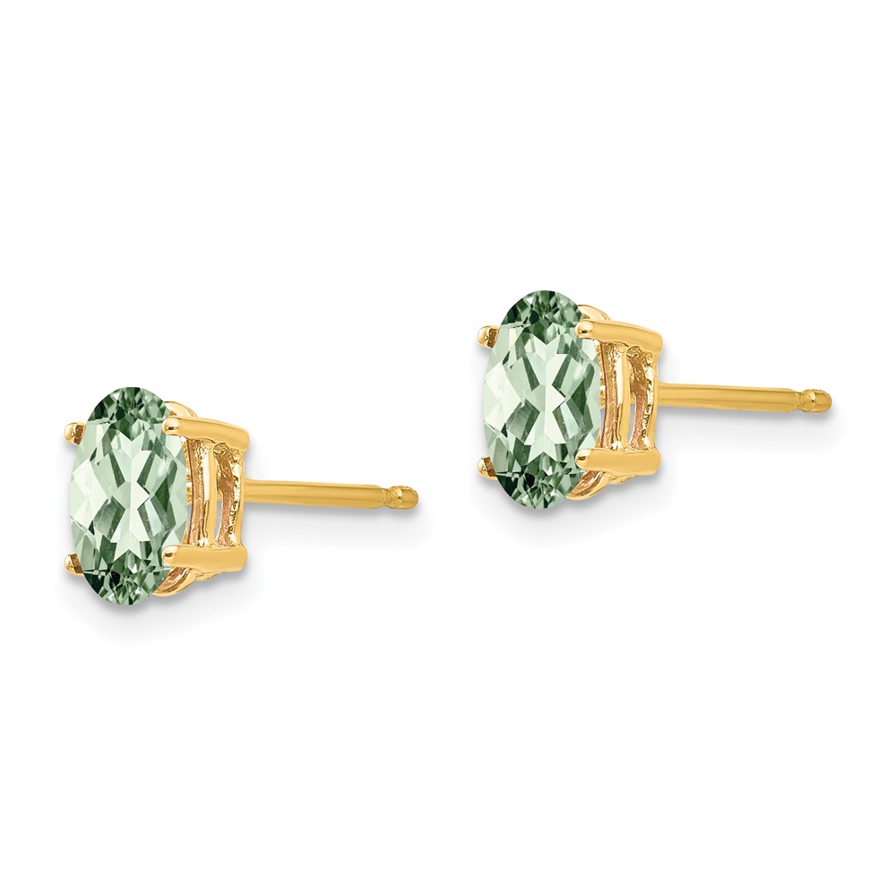 14k 7x5 Oval Green Quartz Earrings (XE87AG)