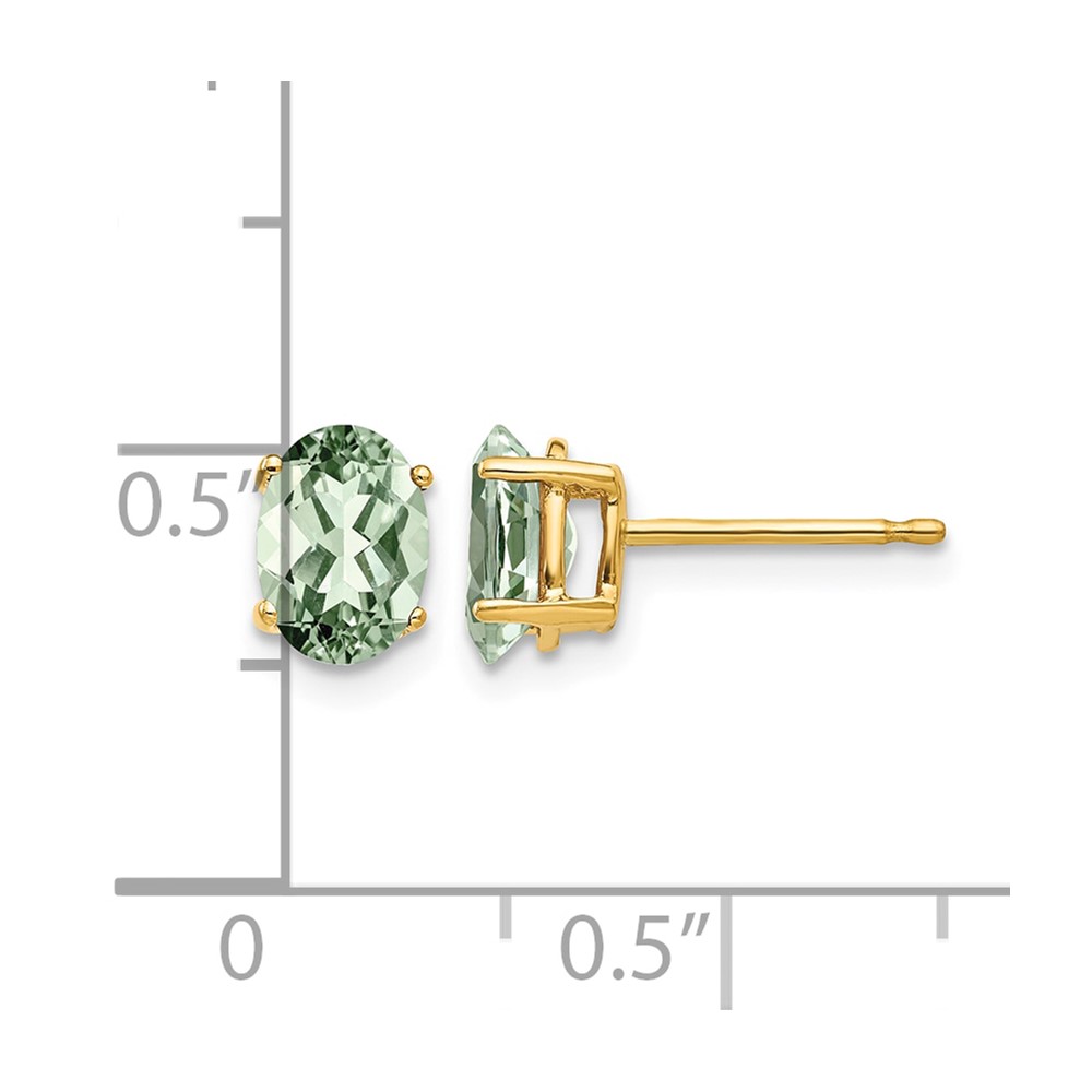 14k 7x5 Oval Green Quartz Earrings (XE87AG)