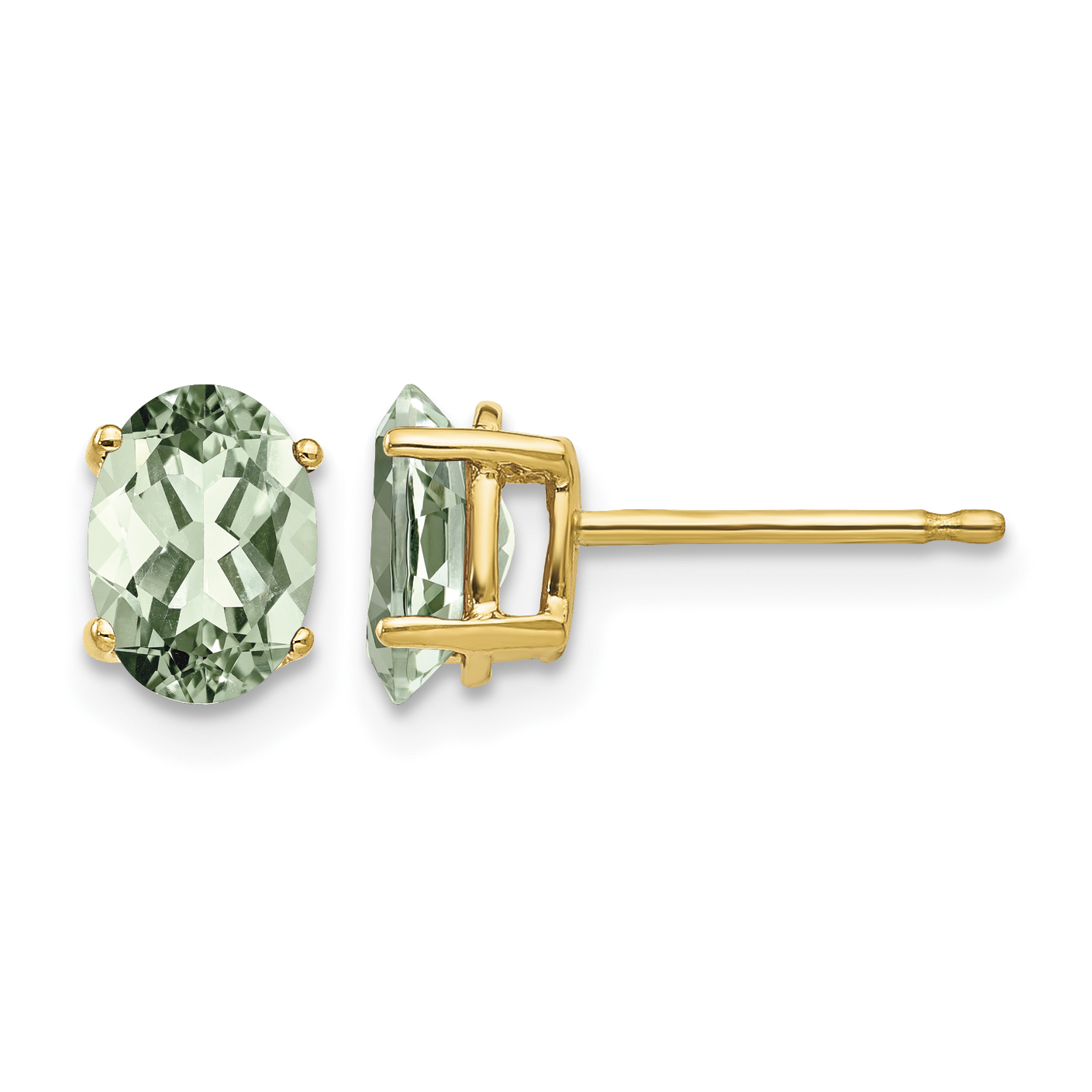 14k 7x5 Oval Green Quartz Earrings (XE87AG)