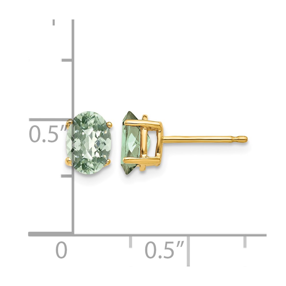 14k 7x5 Oval Checker-Cut Green Quartz Earrings (XE87CG)