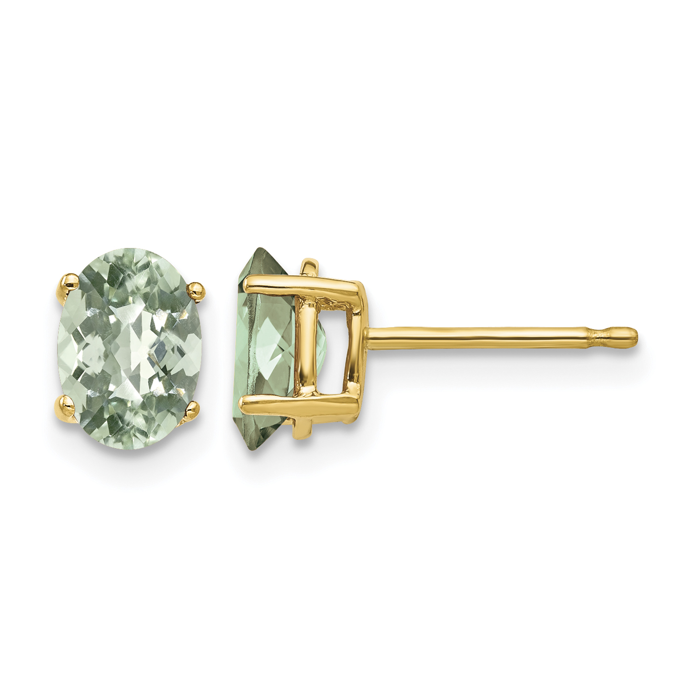 14k 7x5 Oval Checker-Cut Green Quartz Earrings (XE87CG)