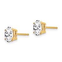 14K 7x5mm Oval Cubic Zirconia Post Earrings view 2