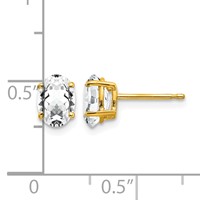 14K 7x5mm Oval Cubic Zirconia Post Earrings view 4