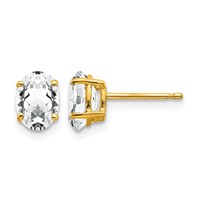 14K 7x5mm Oval Cubic Zirconia Post Earrings view 1