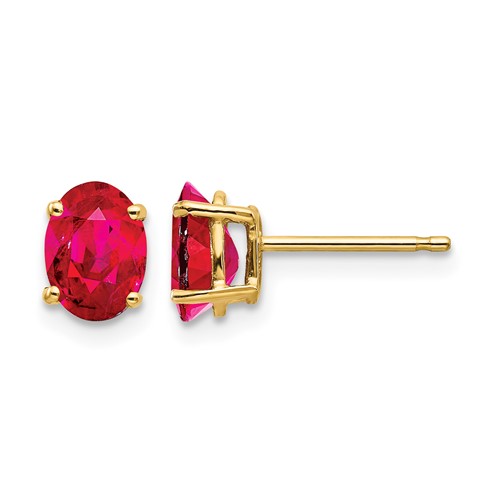 14k 7x5mm Oval Ruby Post Earrings