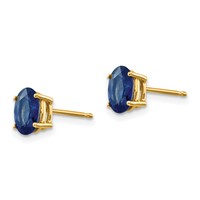 14K 7x5mm Oval Sapphire Post Earrings view 2