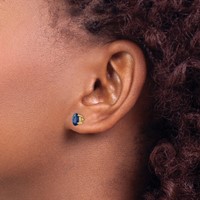 14K 7x5mm Oval Sapphire Post Earrings view 3