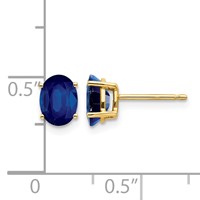 14K 7x5mm Oval Sapphire Post Earrings view 4