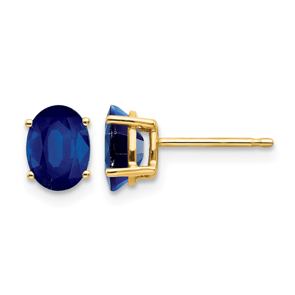 14K 7x5mm Oval Sapphire Post Earrings