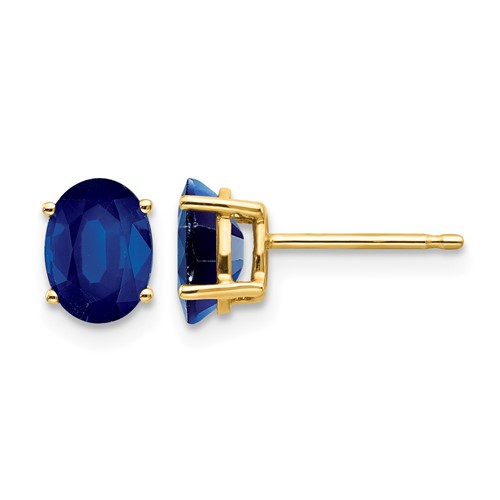14k 7x5mm Oval Sapphire Post Earrings