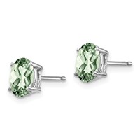 14K White Gold 7x5mm Oval Green Quartz Post Earrings view 2