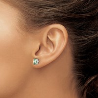 14K White Gold 7x5mm Oval Green Quartz Post Earrings view 3