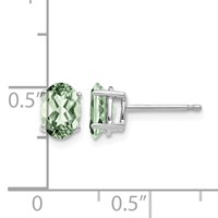 14K White Gold 7x5mm Oval Green Quartz Post Earrings view 4