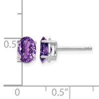 14K White Gold 7x5mm Oval Amethyst Post Earrings view 4
