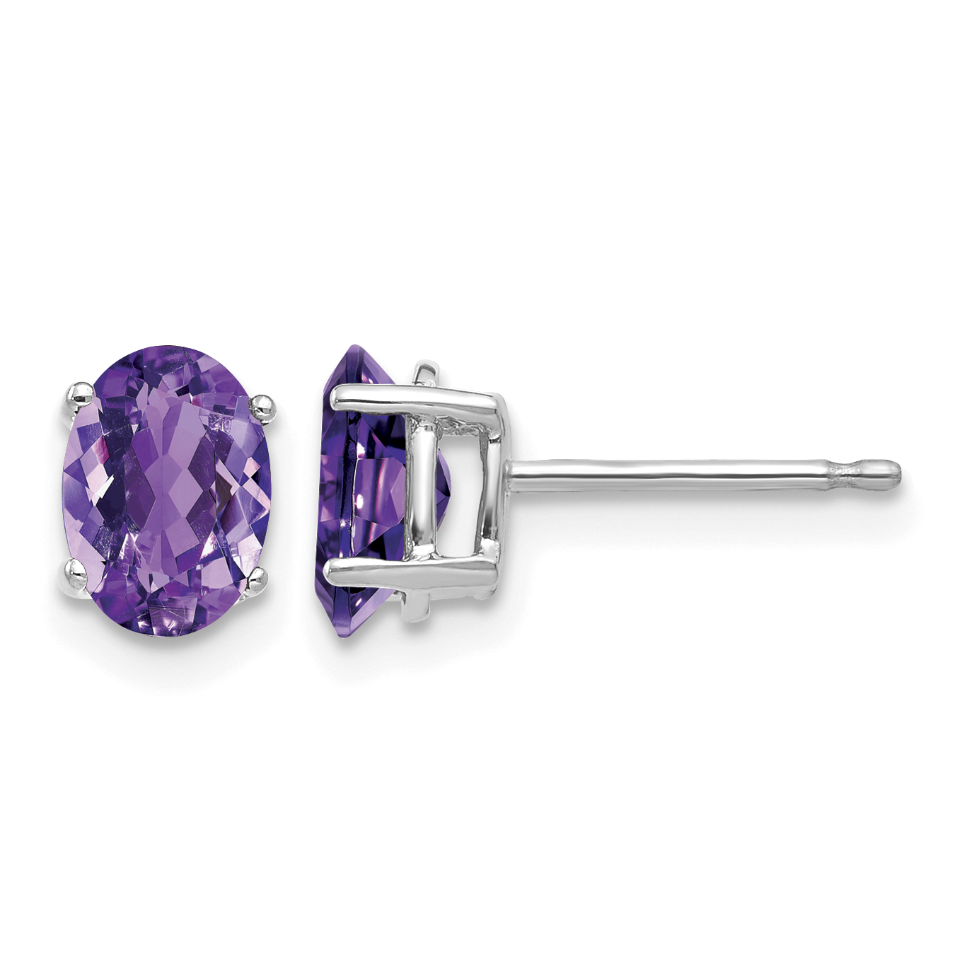 14k White Gold 7x5mm Oval Amethyst Earrings (XE87WAM)