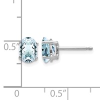 14K White Gold 7x 5mm Oval Aquamarine Post Earrings view 4