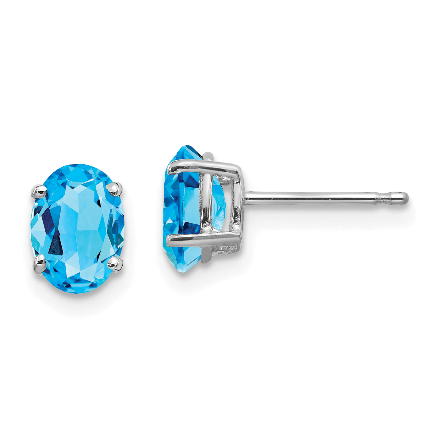 14k White Gold 7x5mm Oval Blue Topaz Earrings (XE87WBT)