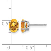 14K White Gold 7x 5mm Oval Citrine Post Earrings view 4