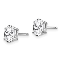 14K White Gold 7x 5mm Oval Cubic Zirconia Stud Earrings view 2