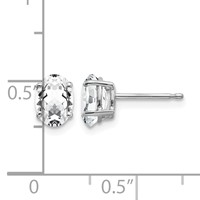 14K White Gold 7x 5mm Oval Cubic Zirconia Stud Earrings view 4