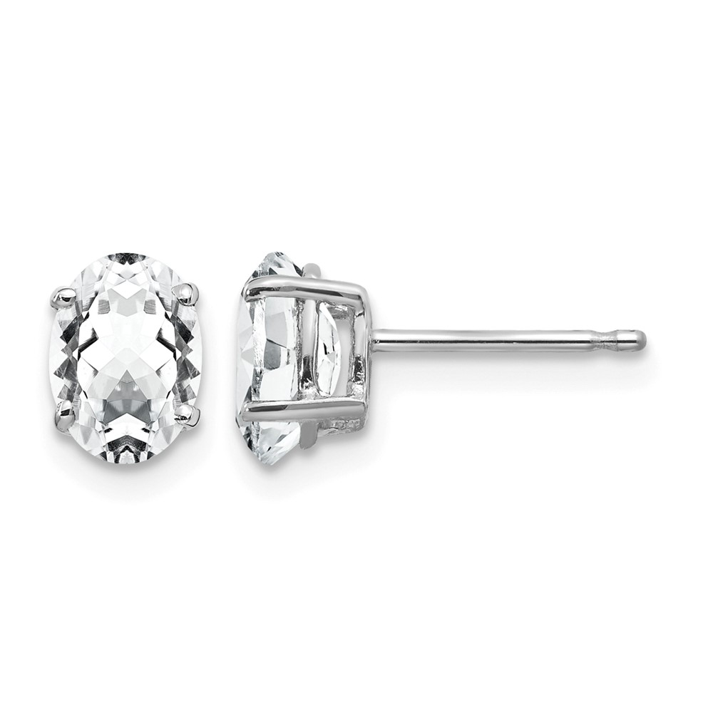 14K White Gold 7x 5mm Oval Cubic Zirconia Stud Earrings