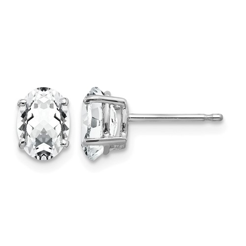 14K White Gold 7x 5mm Oval Cubic Zirconia Stud Earrings