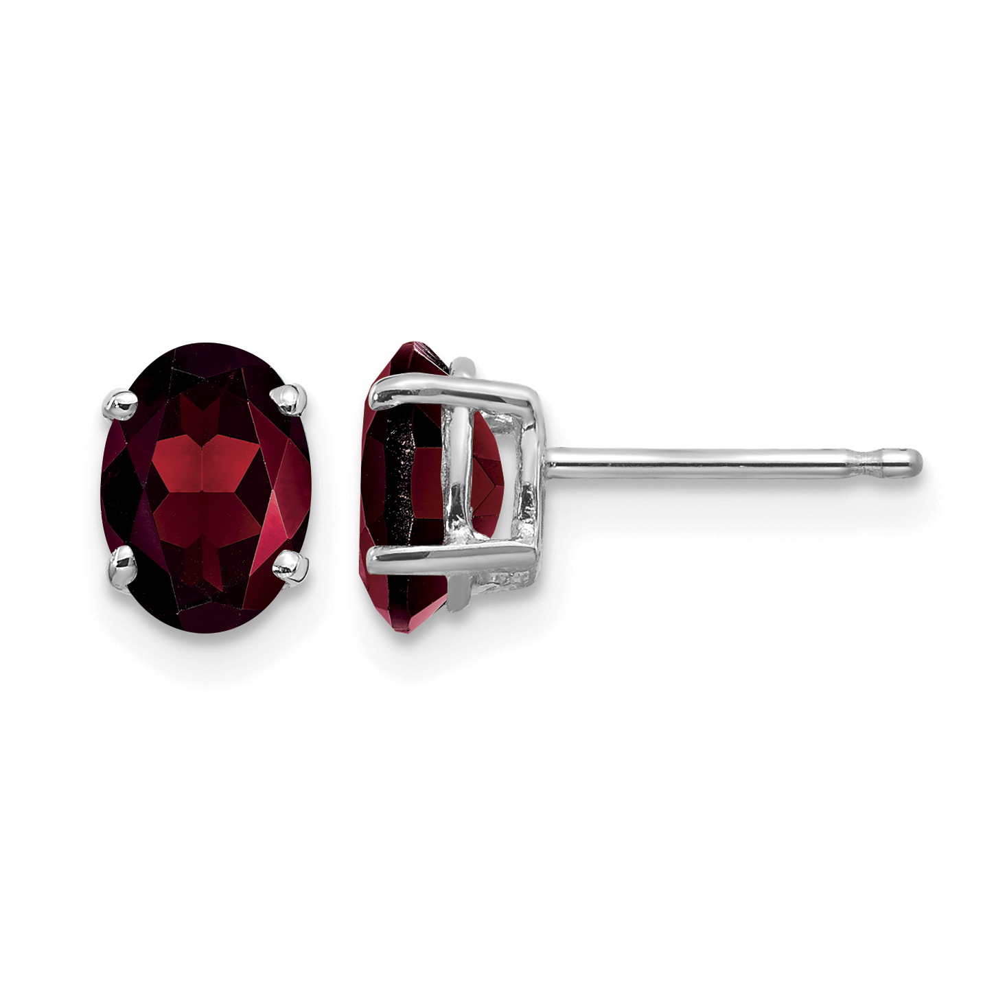 14k White Gold 7x5mm Oval Garnet Earrings (XE87WGA)