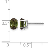 14K White Gold 7x 5mm Oval Green Tourmaline Post Earrings view 4